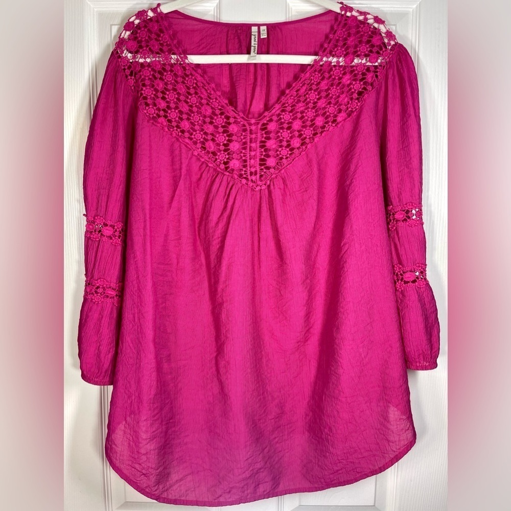 Grand & Greene‎ Women’s Pink Crochet Blouse Size 1X